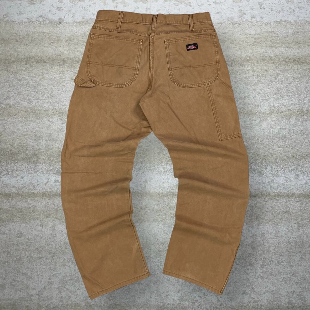 Vintage 90s Dickies Carpenter Pants 32x30 Baggy Wide Leg Tan Canvas Dungarees